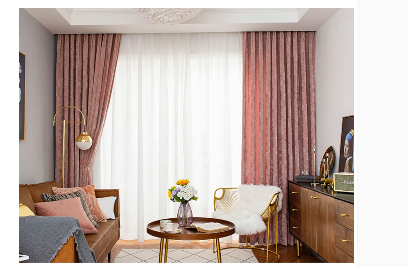 Double sided cashmere velvet blockout curtains - Custom made - CM-0024