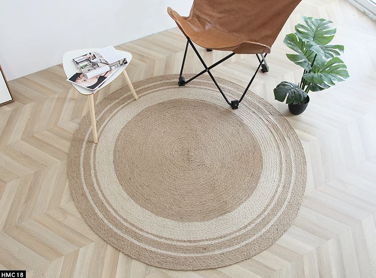 Modern handwoven natural jute round floor rugs - RMFR-0005