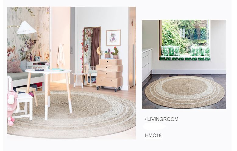 Modern handwoven natural jute round floor rugs - RMFR-0005
