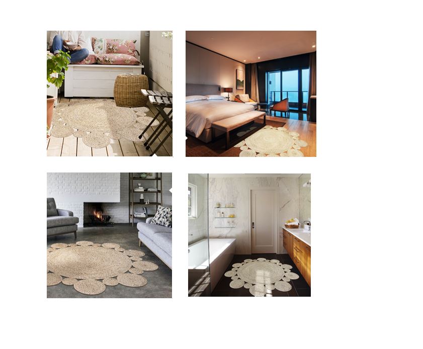 Modern handwoven reed plant natural round floor rugs - RMFR-0004