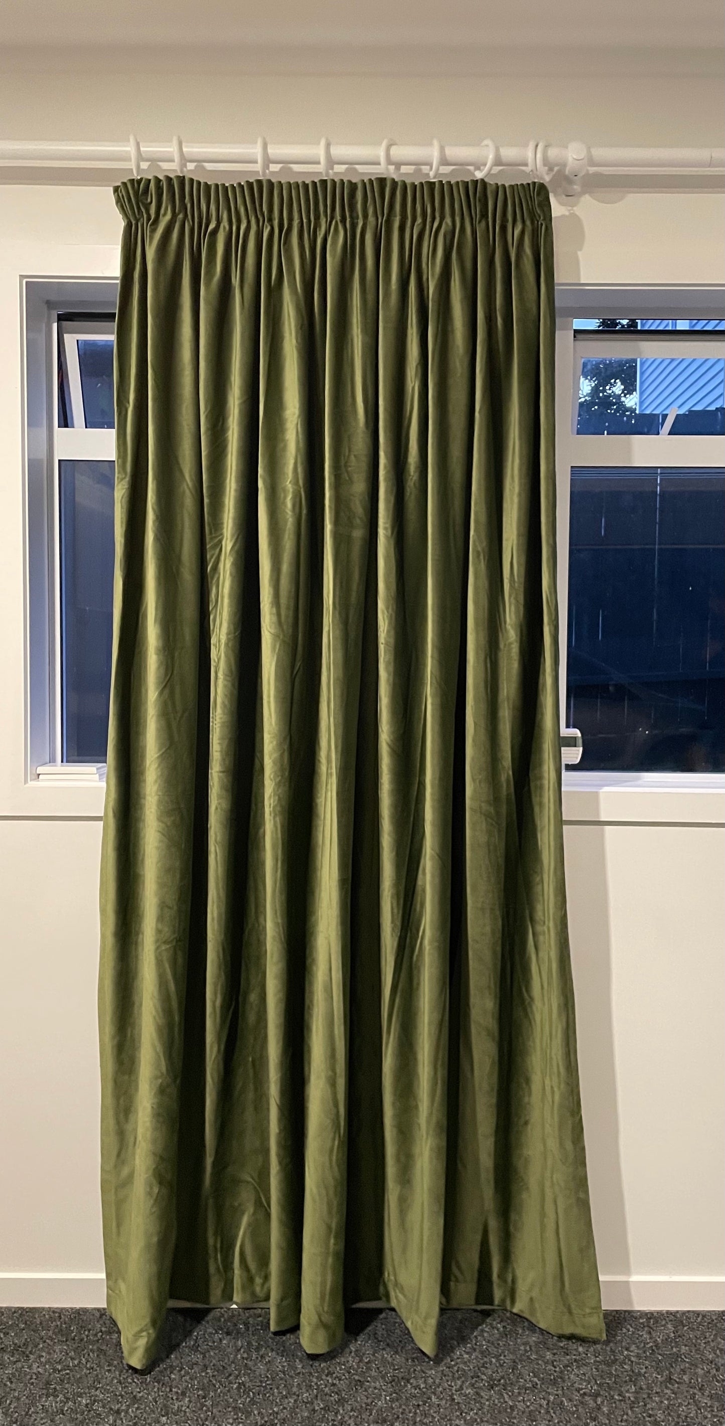 Olive green velvet blockout curtains - Custom made - CM-0023