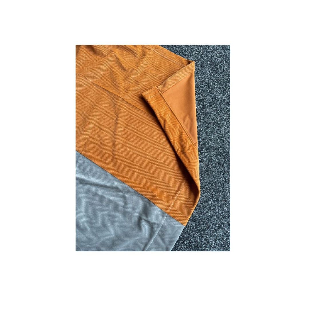 Grey and Orange Velvet blockout curtains - Custom made - CM-0018 Dual