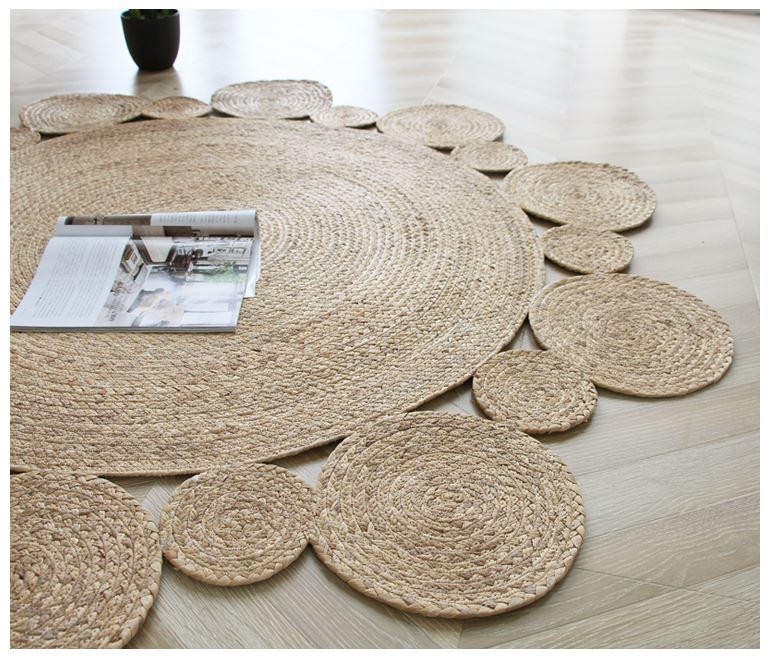 Modern handwoven reed plant natural round floor rugs - RMFR-0004