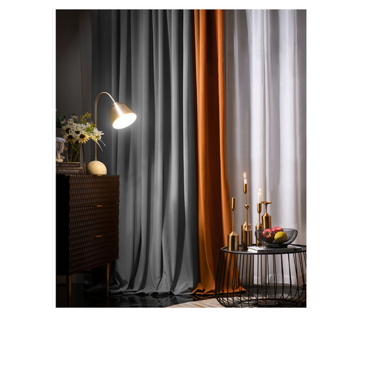 Grey and Orange Velvet blockout curtains - Custom made - CM-0018 Dual