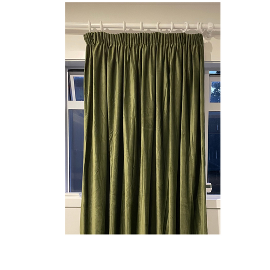 Olive green velvet blockout curtains - Custom made - CM-0023