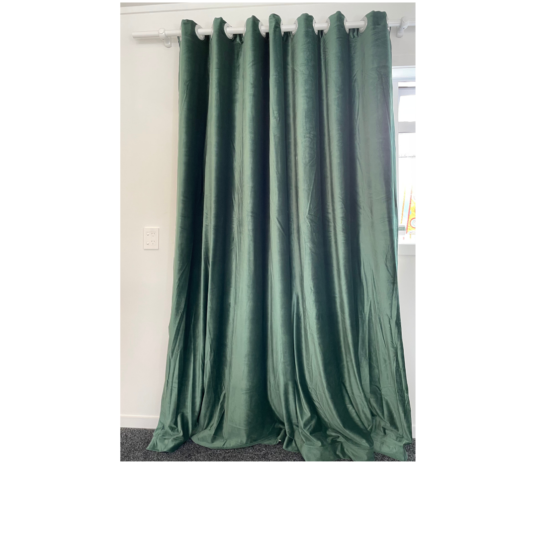 Dark green Velvet blockout curtains - Custom made - CM-0022